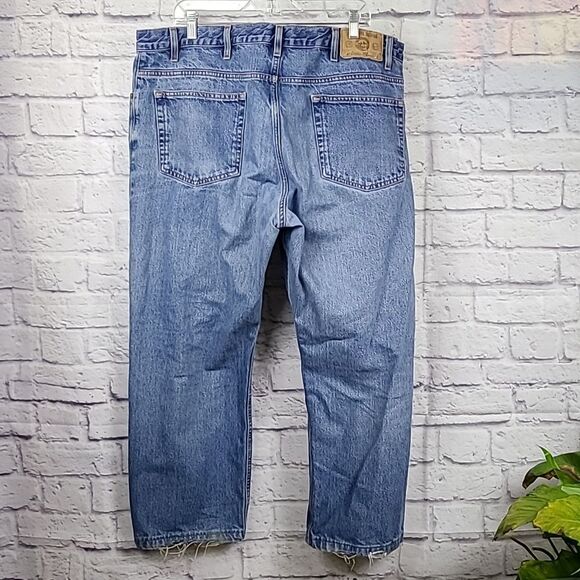 Eddie Bauer Men's 42x27 Classic Basic Heavy Weight Denim Blue Jeans Y2k - Picture 7 of 10